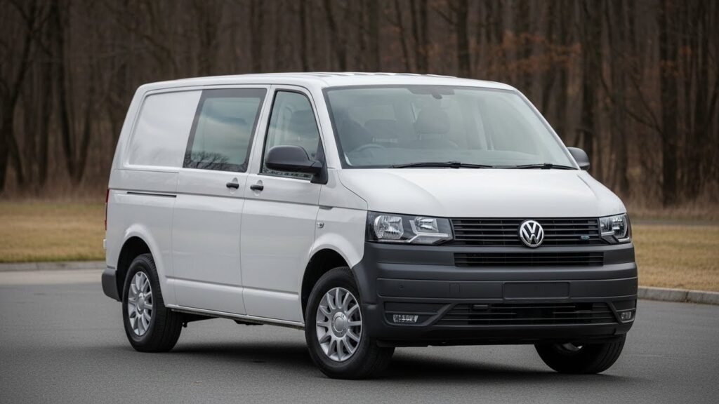 camioneta Volkswagen Gris con bosque de fondo